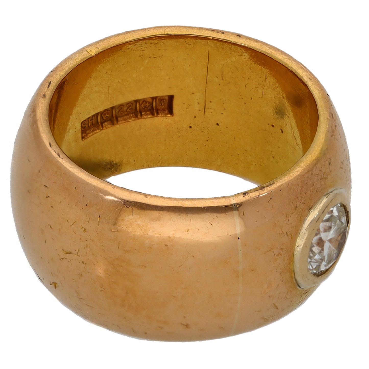 22ct Gold 0.50ct Diamond Plain Wedding Ring Size M