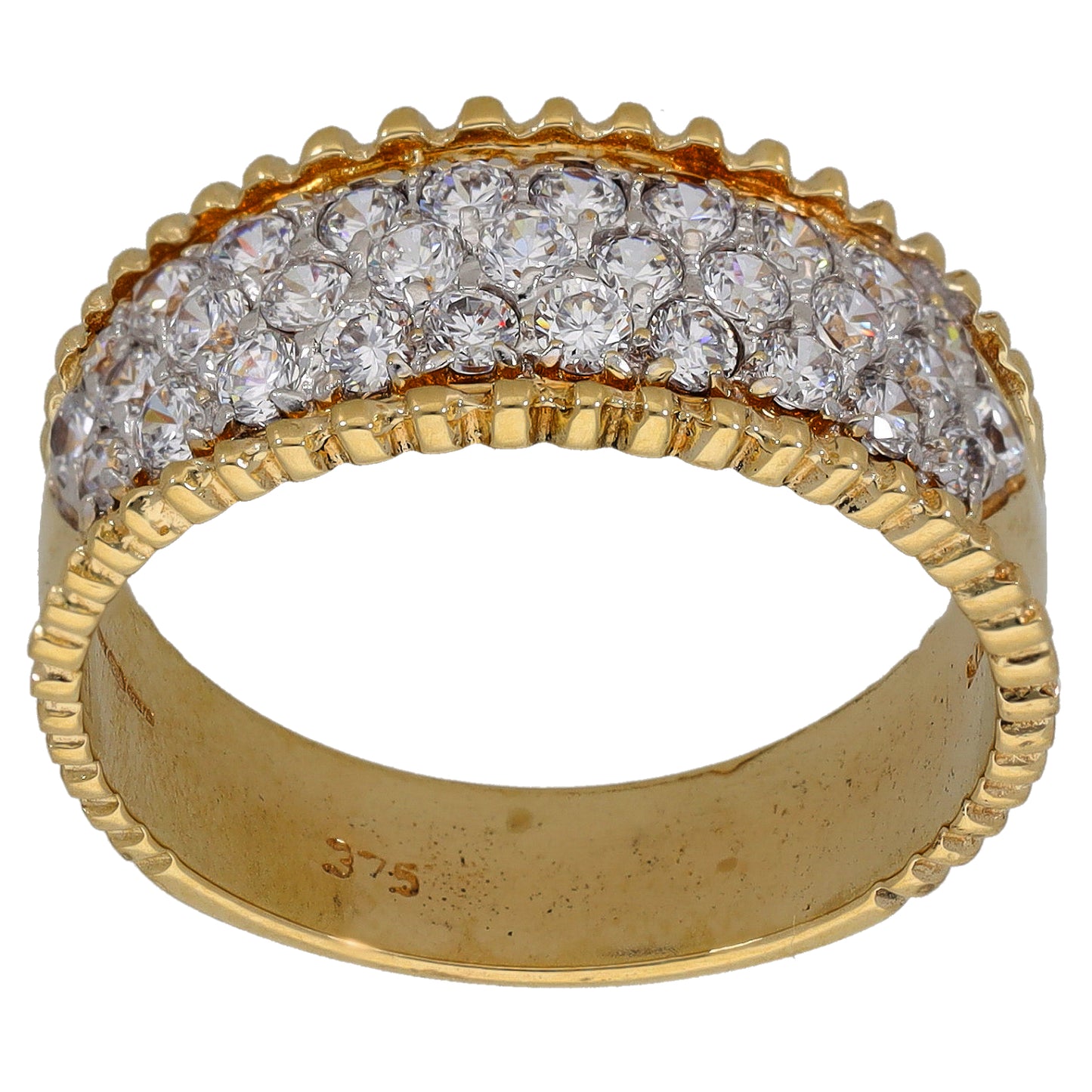 9ct Gold Cubic Zirconia Dress/Cocktail Ring Size T
