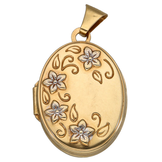 9ct Gold Patterned Locket Pendant