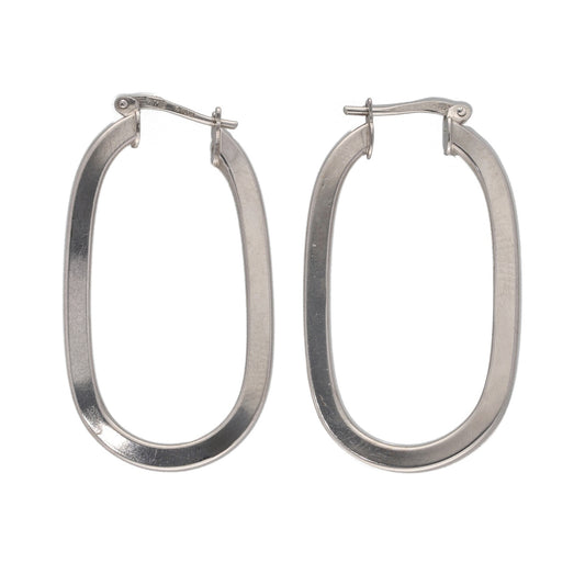 9ct White Gold Creole Earrings