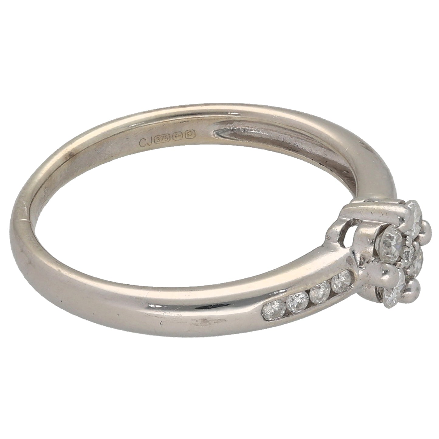 9ct White Gold 0.25ct Diamond Dress/Cocktail Ring Size M