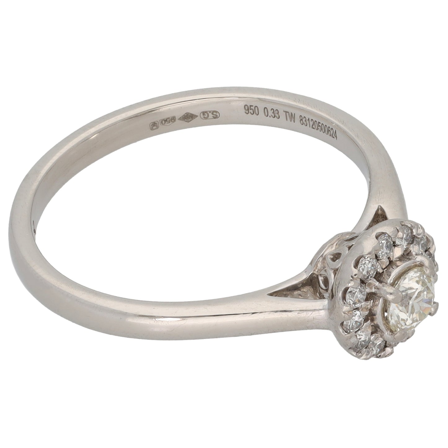 Platinum 0.33ct Diamond Halo Ring Size P