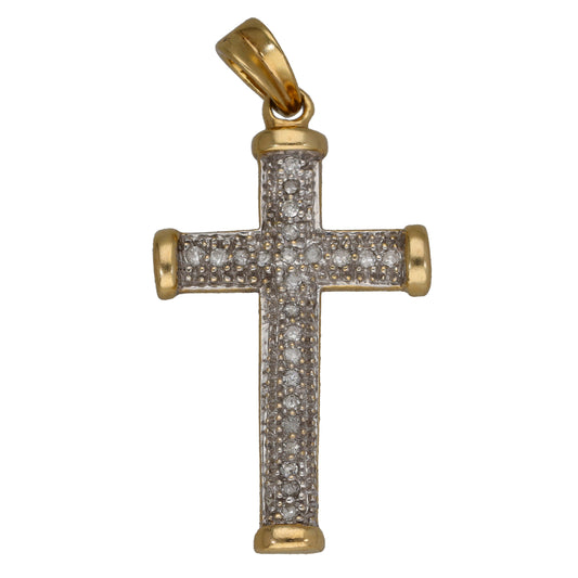 9ct Gold 0.20ct Diamond Cross Pendant