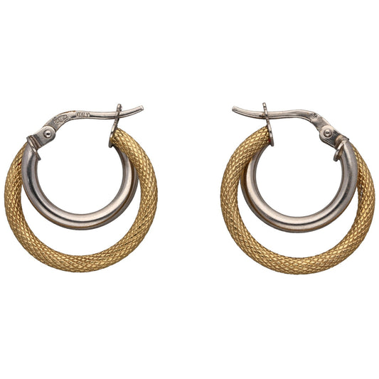9ct Bicolour Gold Creole Earrings
