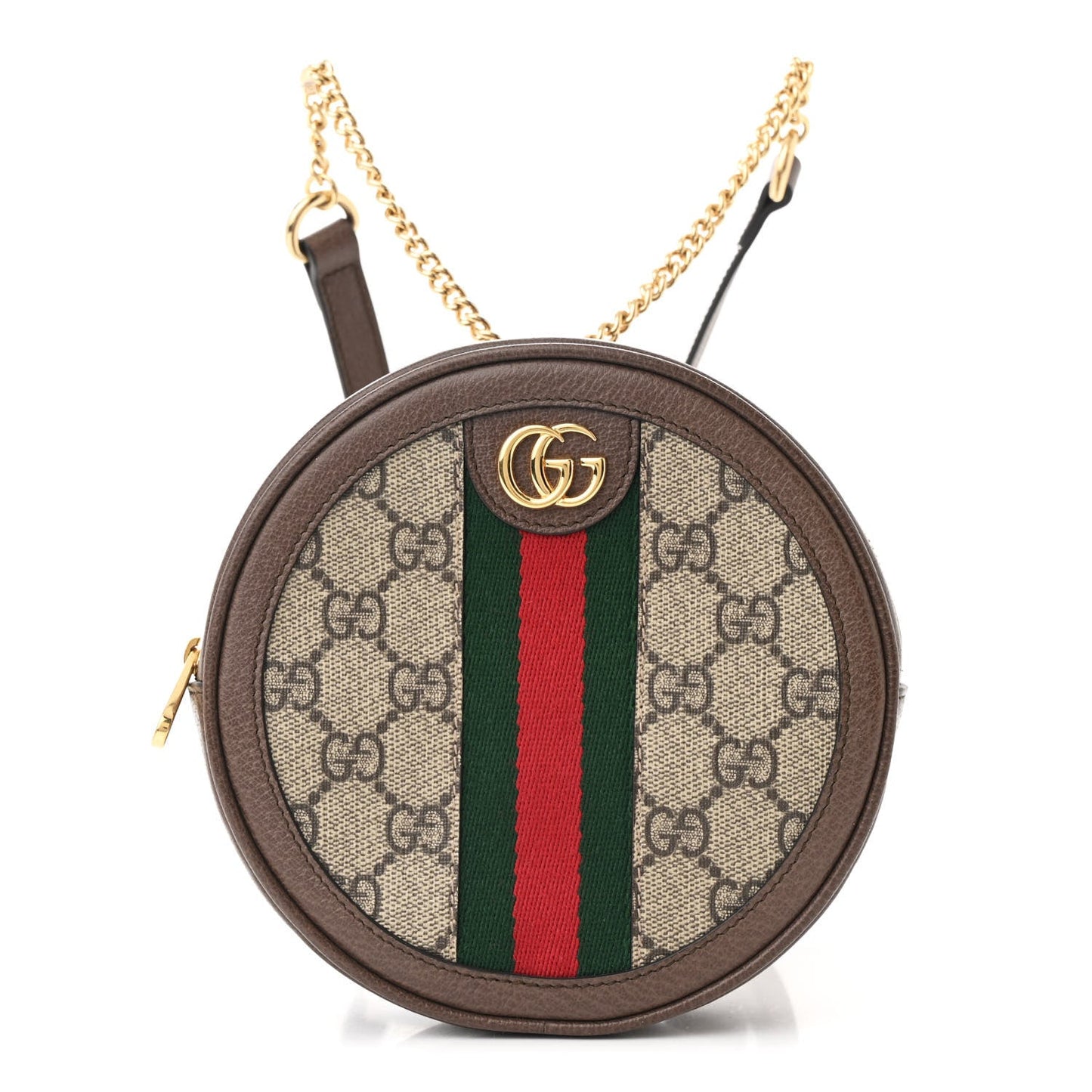 Gucci Ophidia Mini Round Backpack GG Supreme Coated Canvas Bag - Beige