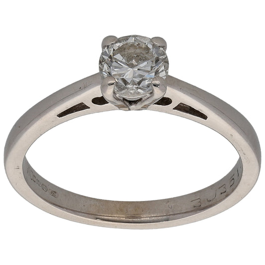 18ct White Gold 0.68ct Diamond Solitaire Ring Size M