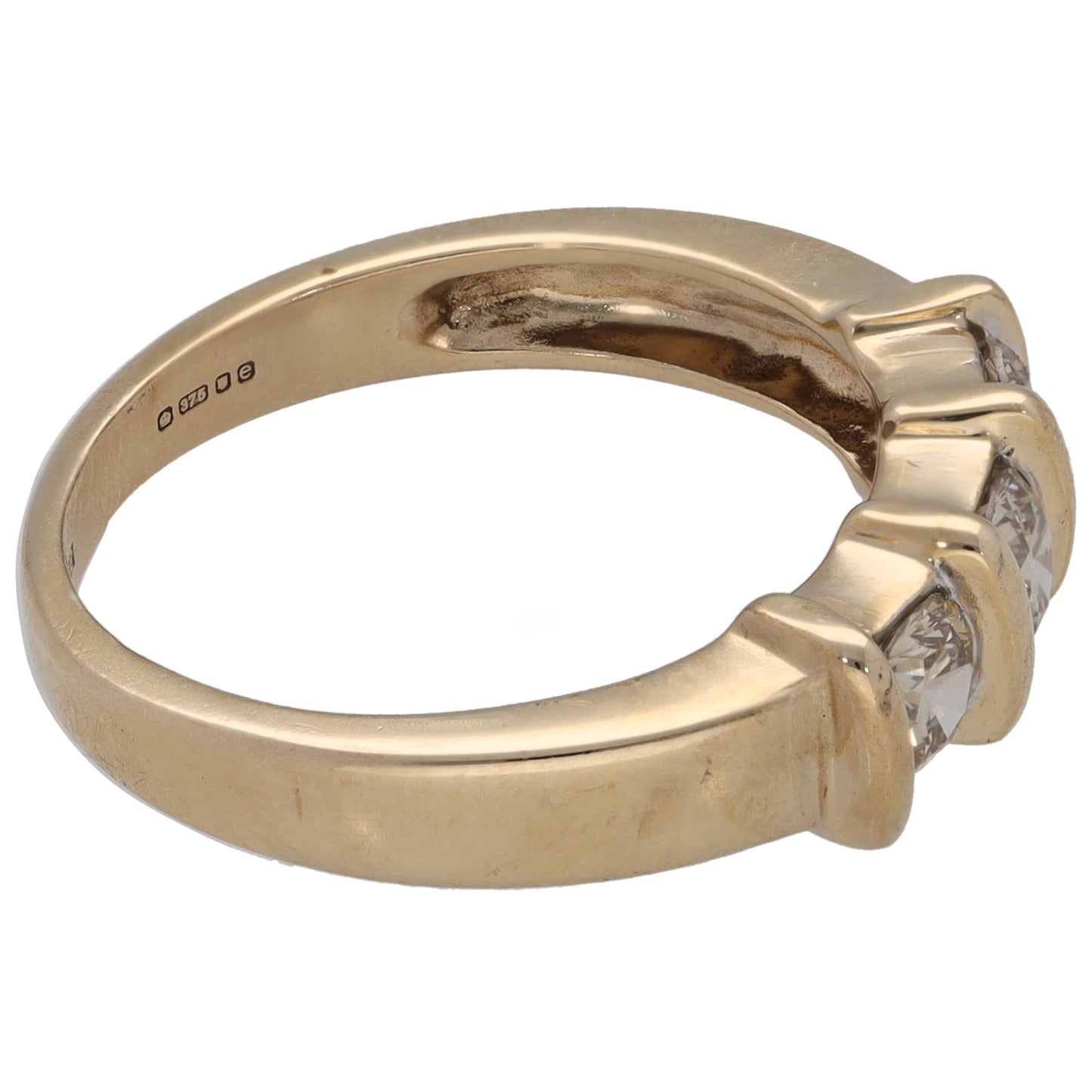 9ct Gold 0.75ct Diamond Trilogy Ring Size N