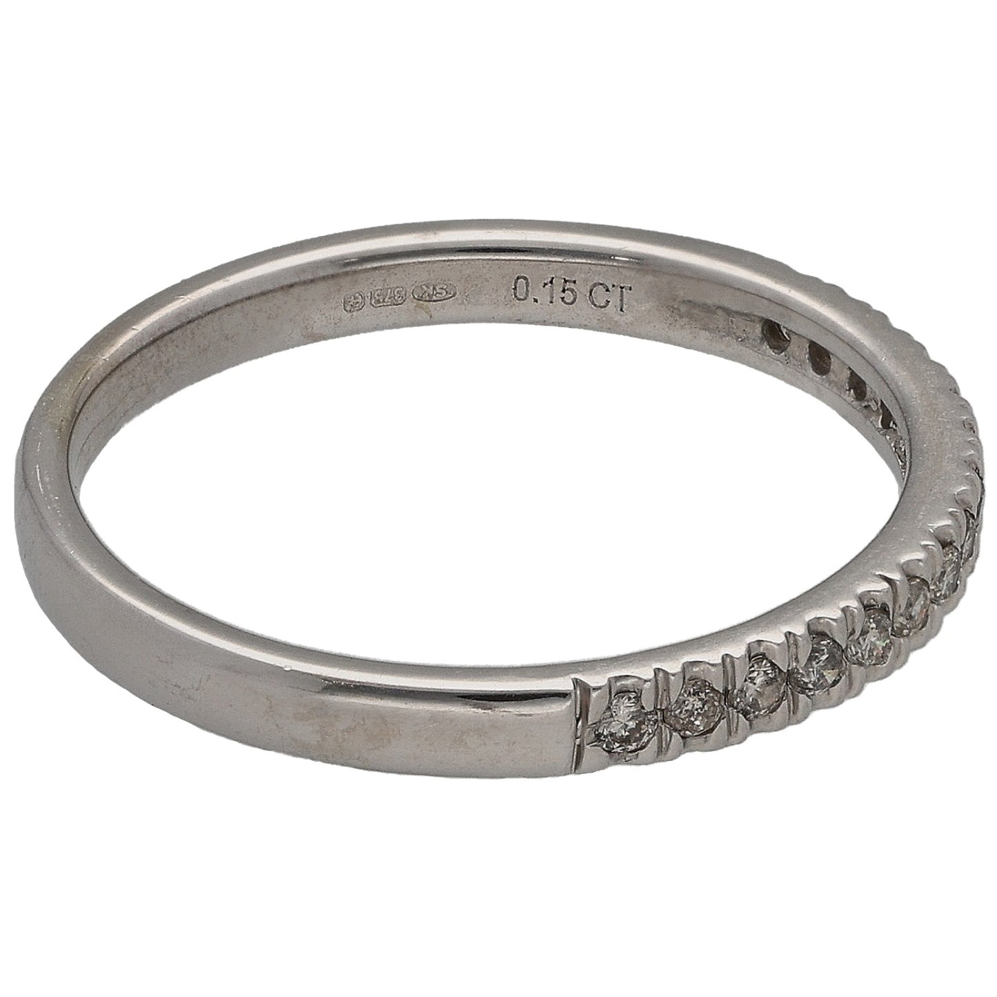 9ct White Gold 0.15ct Diamond Half Eternity Ring Size M