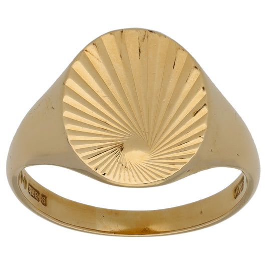 9ct Gold Patterned Signet Ring Size Z+1
