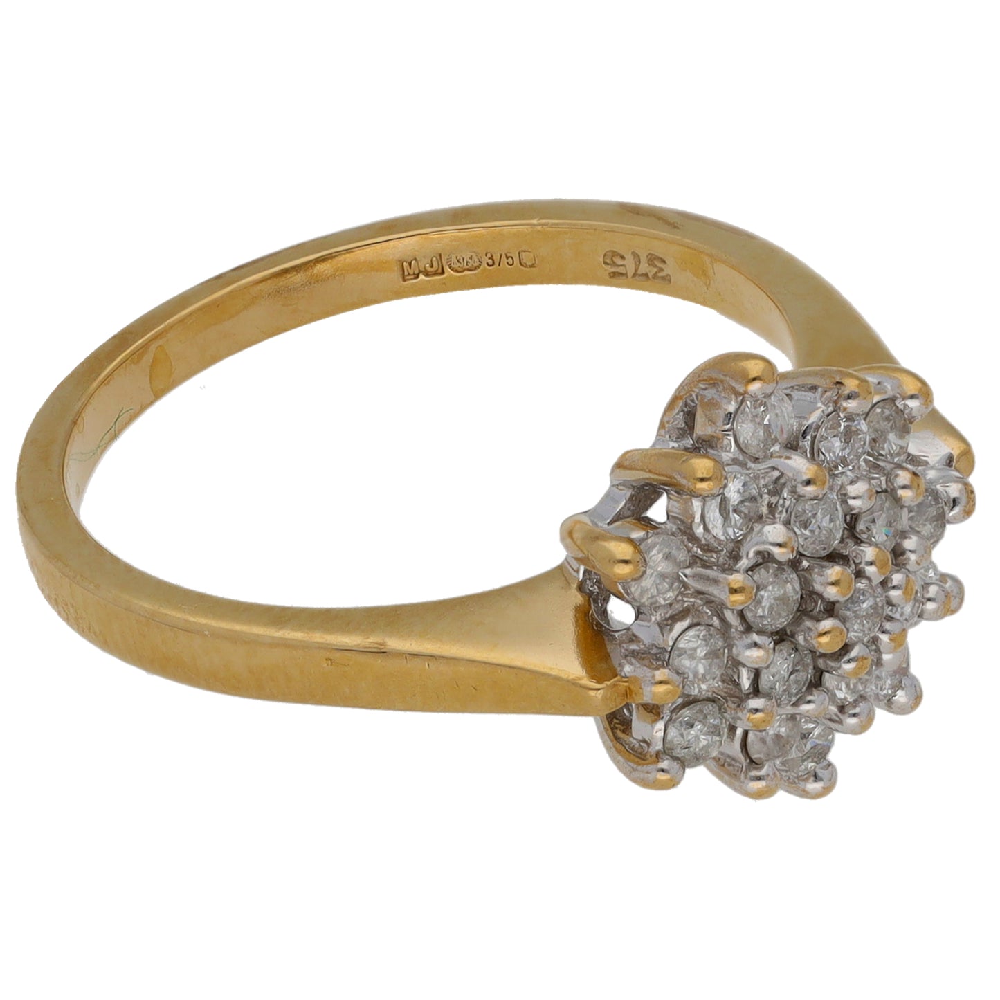 9ct Gold 0.33ct Diamond Cluster Ring Size M