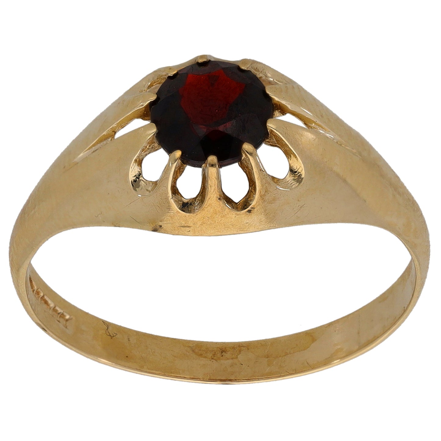 9ct Gold Garnet Single Stone Ring Size T