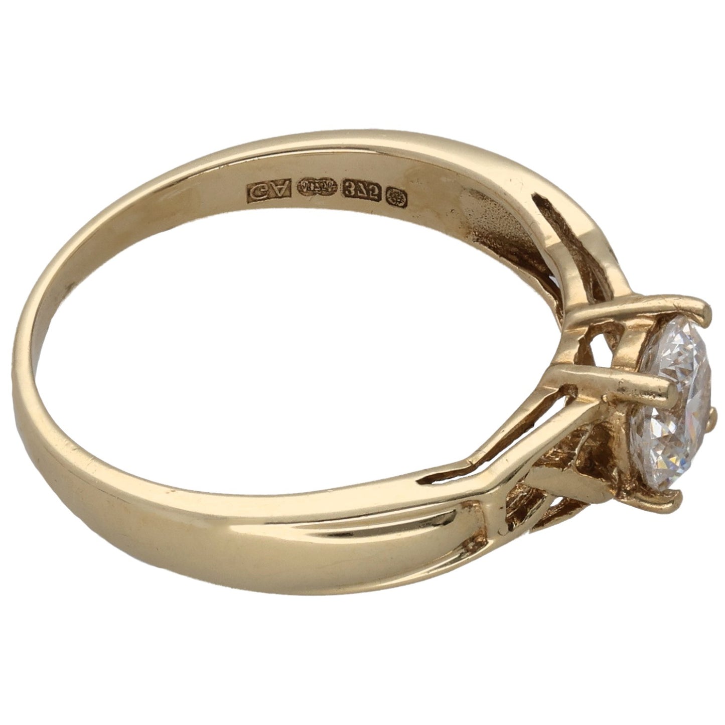 9ct Gold Cubic Zirconia Single Stone Ring Size O