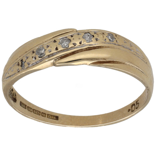 9ct Gold 0.075ct Diamond Half Eternity Ring Size M