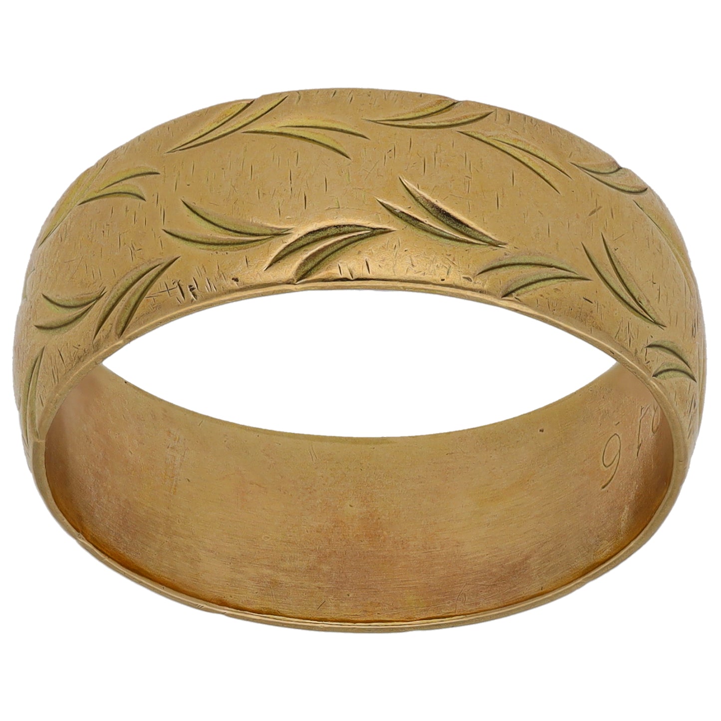 9ct Gold Patterned Wedding Ring Size V