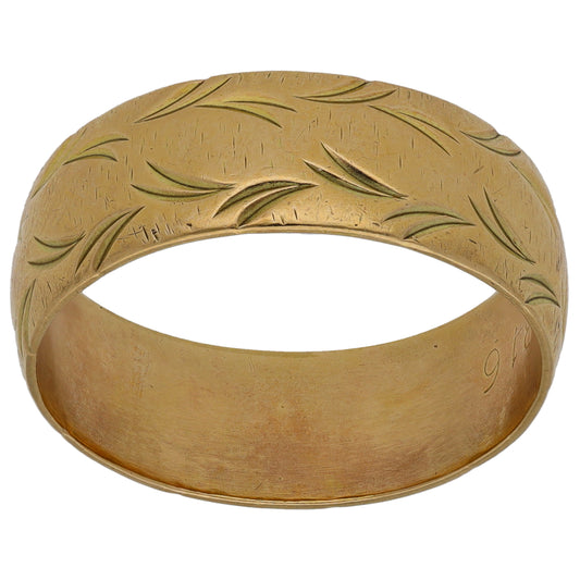 9ct Gold Patterned Wedding Ring Size V