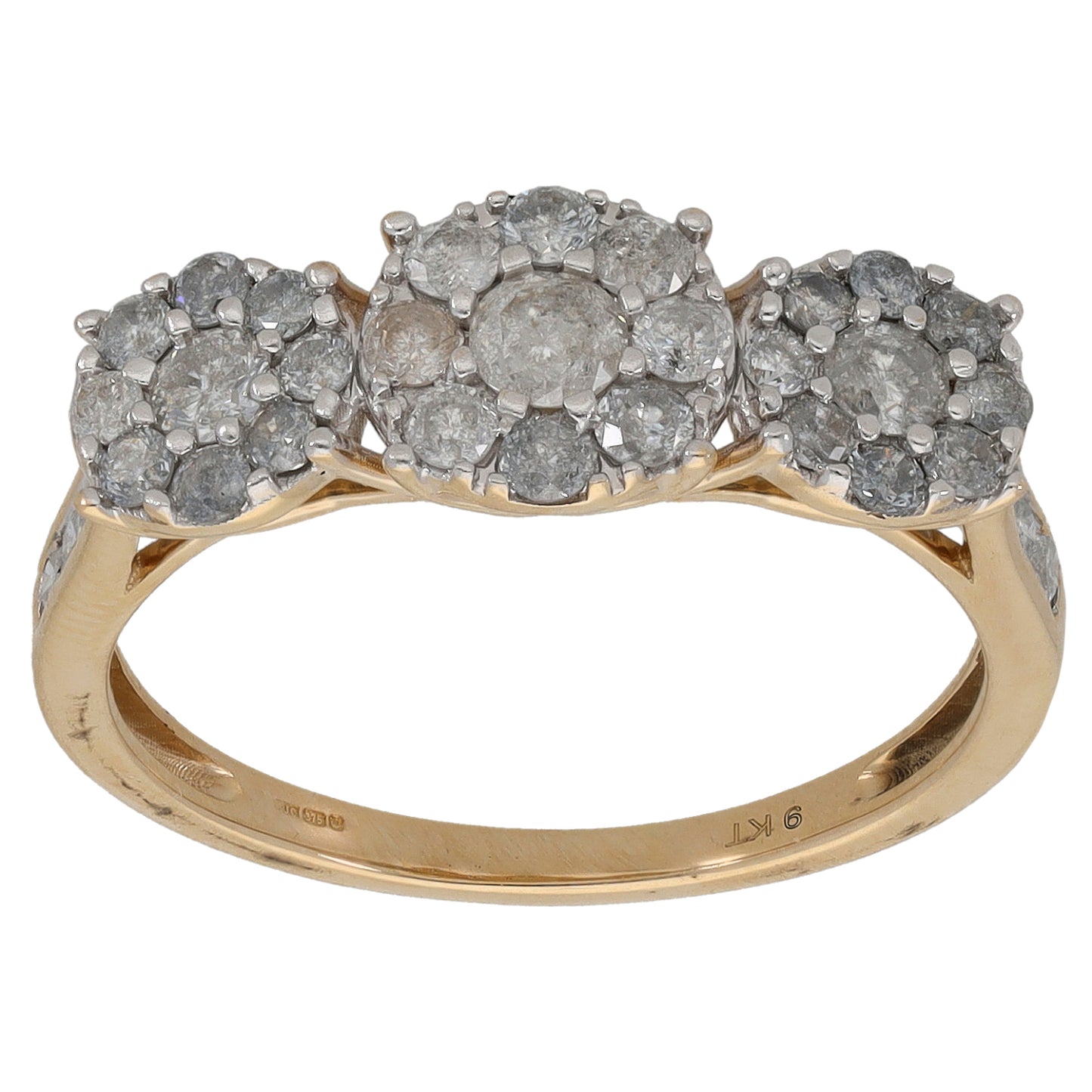 9ct Gold 0.60ct Diamond Cluster Ring Size P