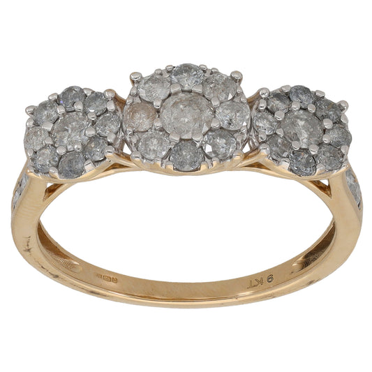 9ct Gold 0.60ct Diamond Cluster Ring Size P
