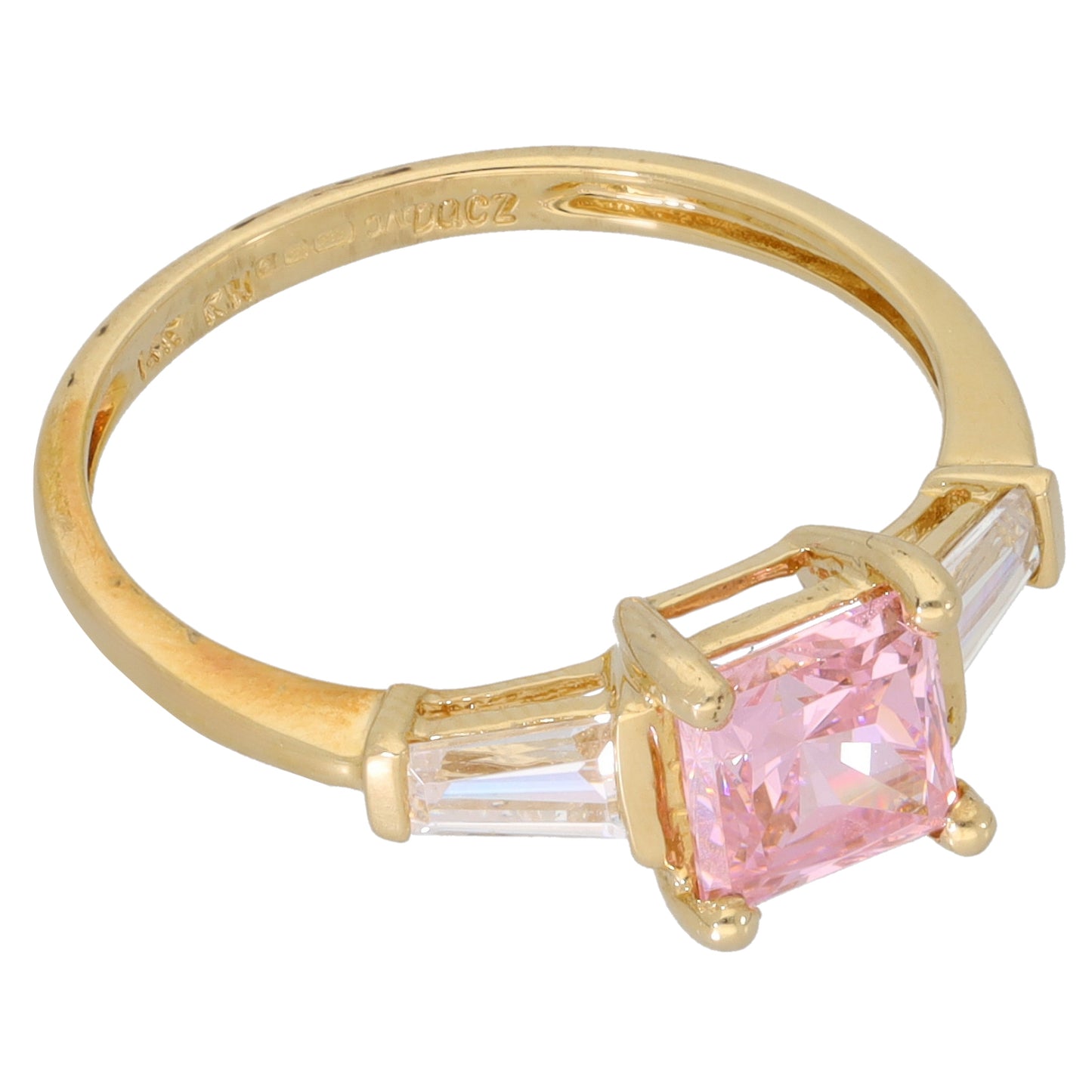14ct Gold Cubic Zirconia Trilogy Ring Size P