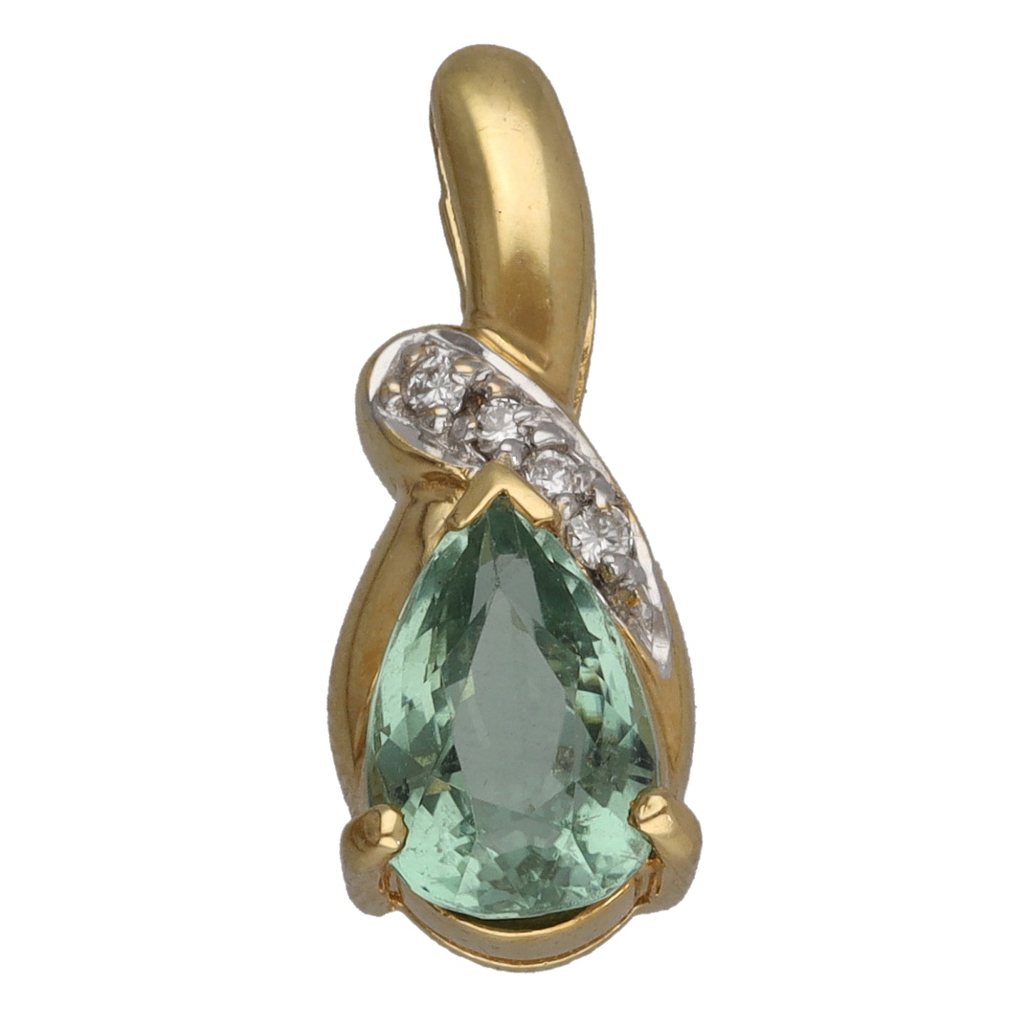 18ct Gold Tourmaline & 0.04ct Diamond Dress/Cocktail Pendant