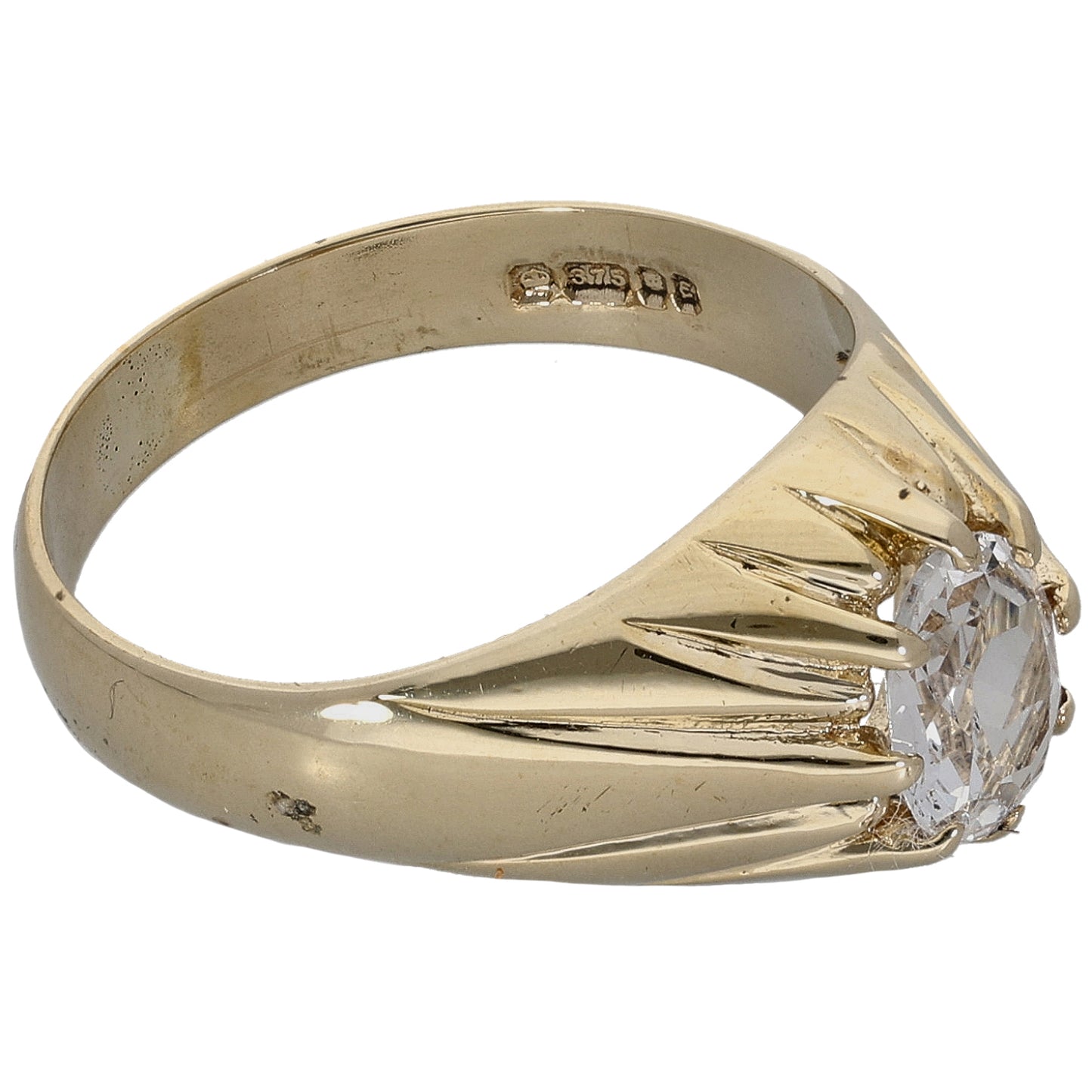 9ct Gold Imitation Single Stone Ring Size S