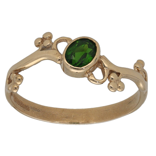 9ct Gold Diopside Single Stone Ring Size O