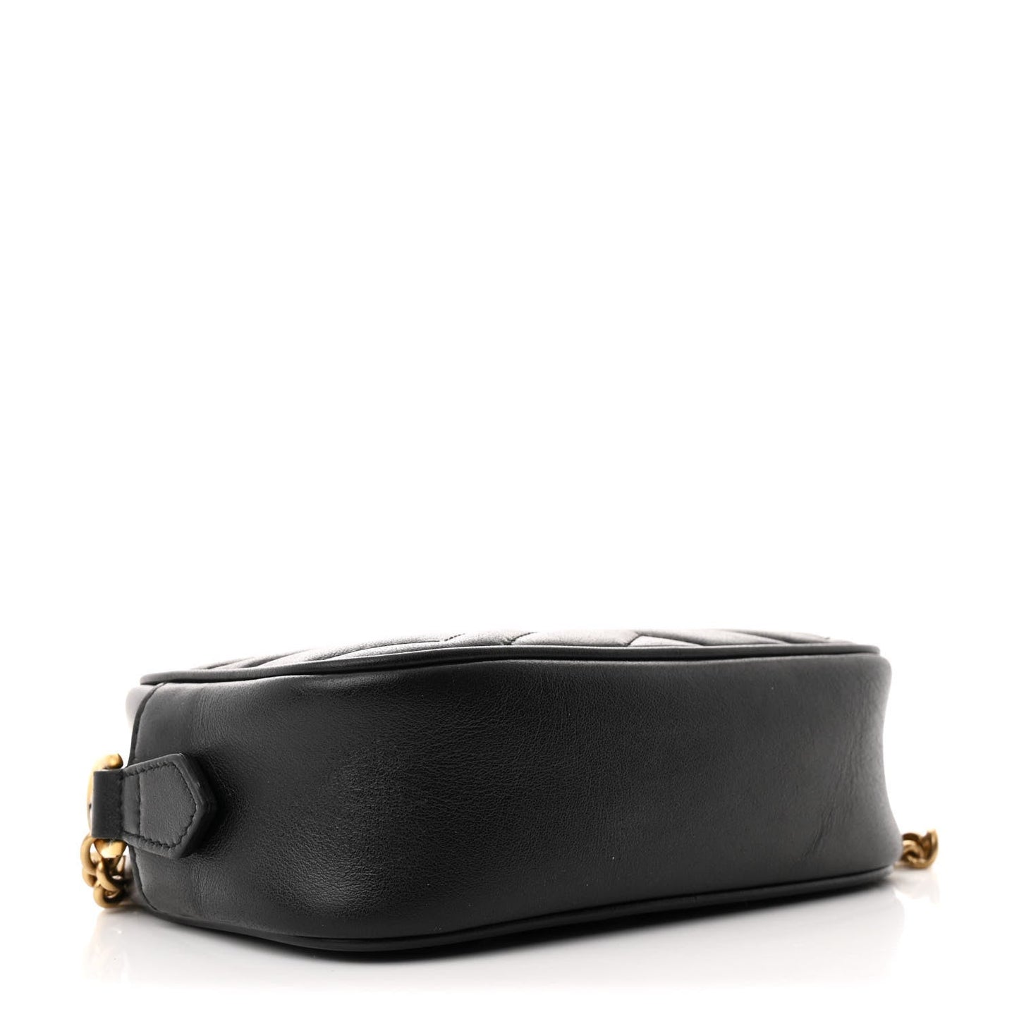 Gucci Mini GG Marmont Chain Shoulder Calfskin Leather Bag - Black