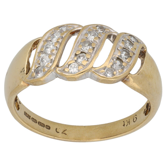 9ct Gold Cubic Zirconia Dress/Cocktail Ring Size M