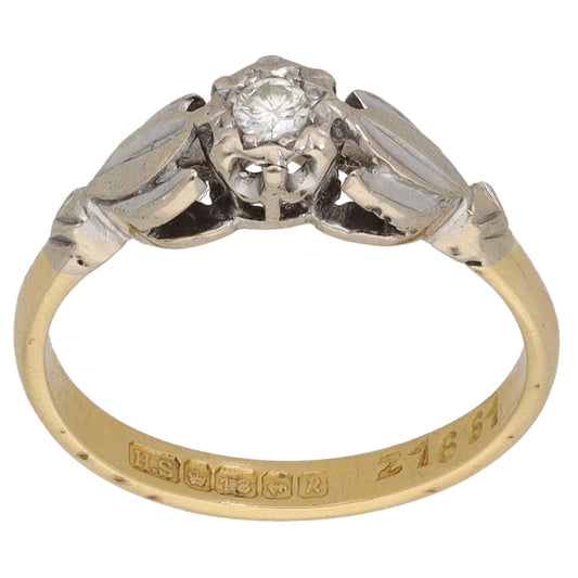 18ct Bicolour Gold 0.05ct Diamond Solitaire Ring Size L