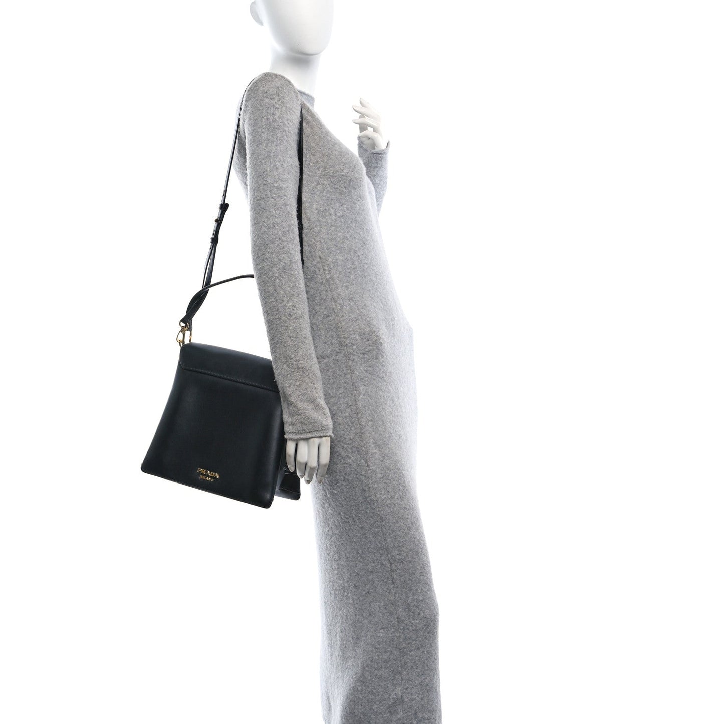 Prada Ingrid Calfskin Leather Bag - Black