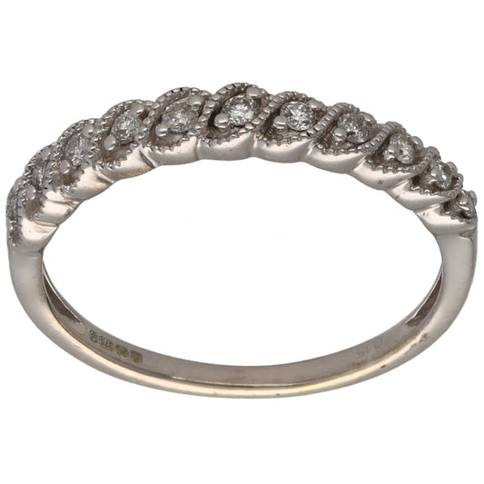 9ct White Gold 0.15ct Diamond Half Eternity Ring Size N