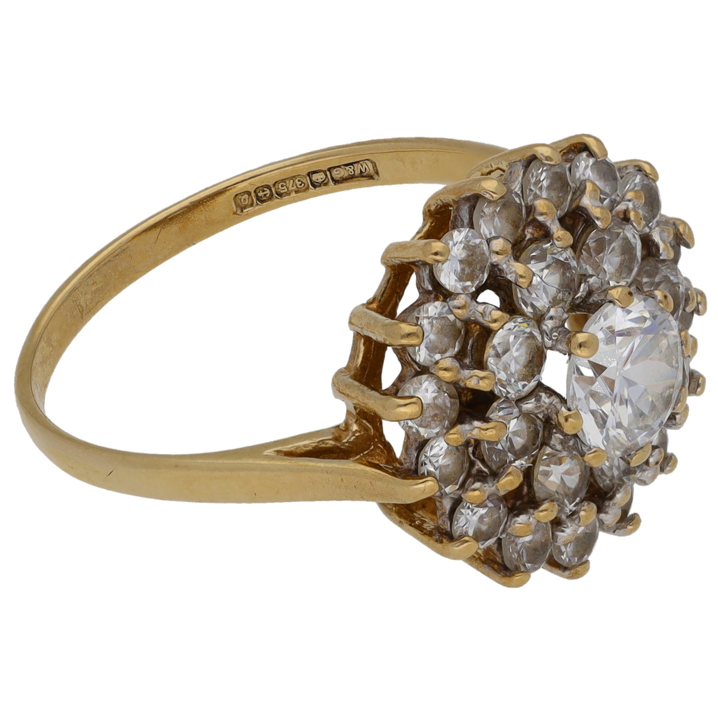 9ct Gold Cubic Zirconia Cluster Ring Size O