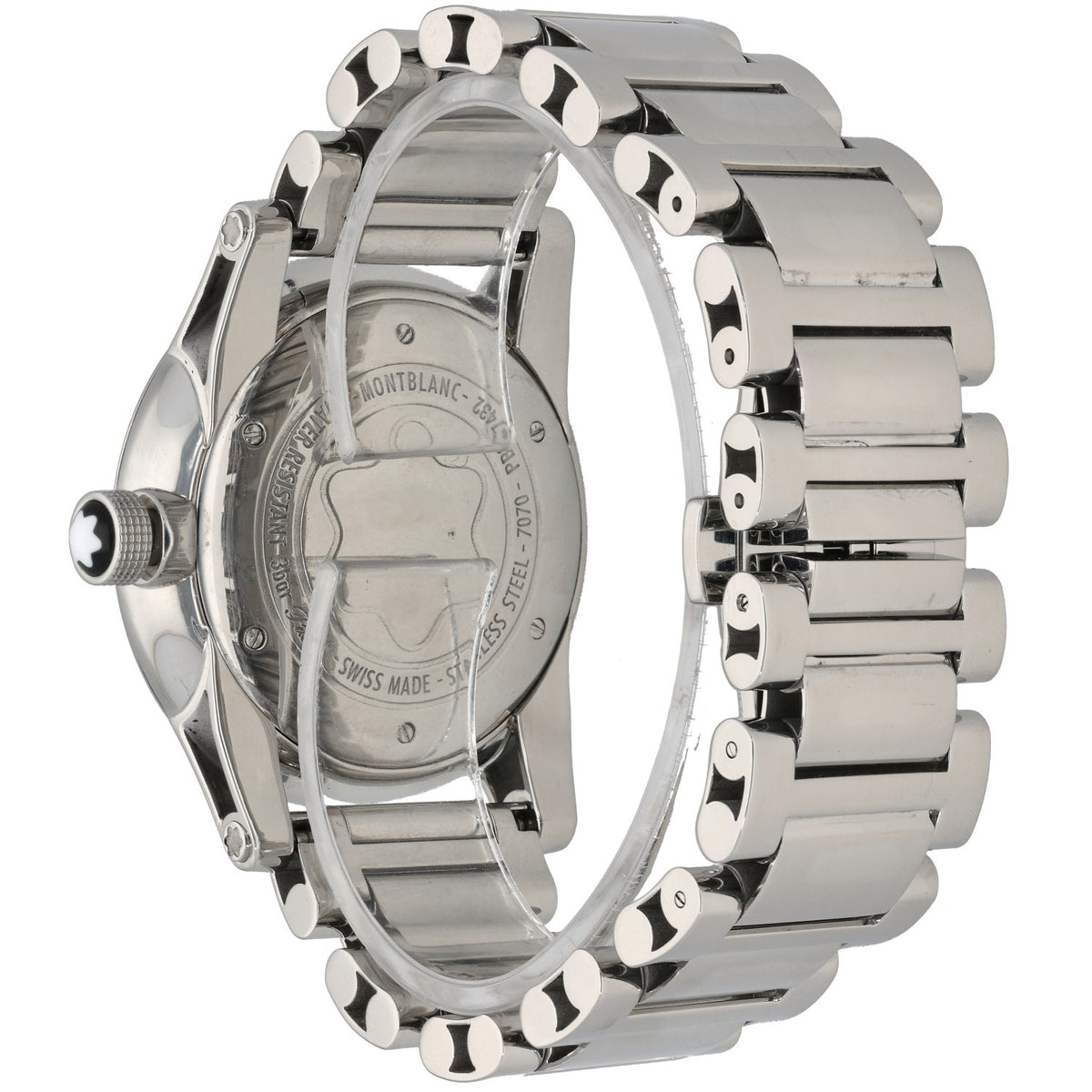 Montblanc Timewalker 7070, black dial inside 40mm stainless case and bracelet, rera angle image