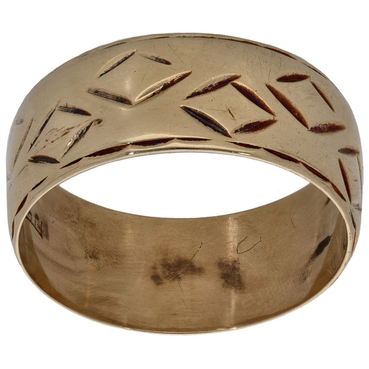 9ct Gold Patterned Wedding Ring Size O