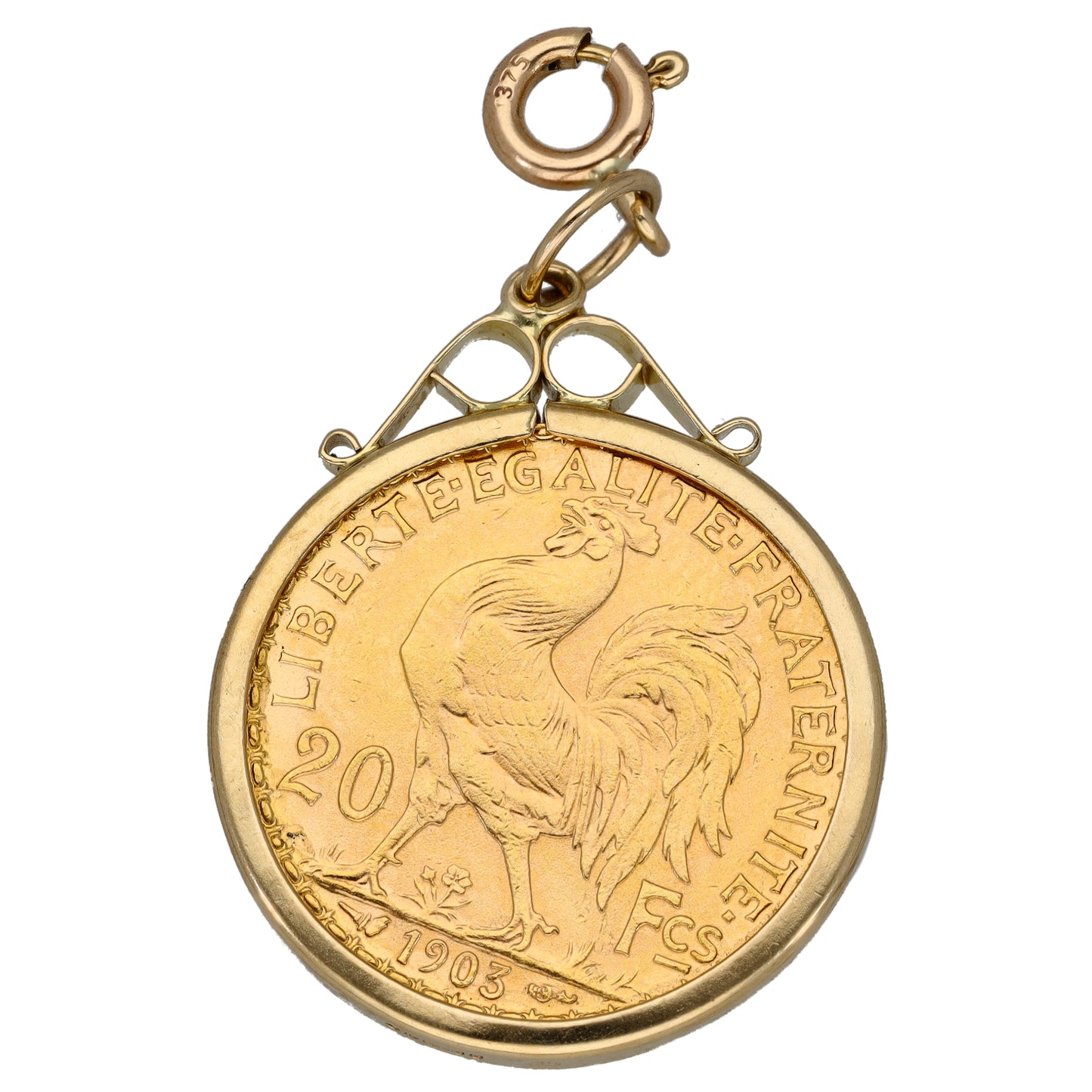 9ct Gold 20 French Franc Coin Pendant