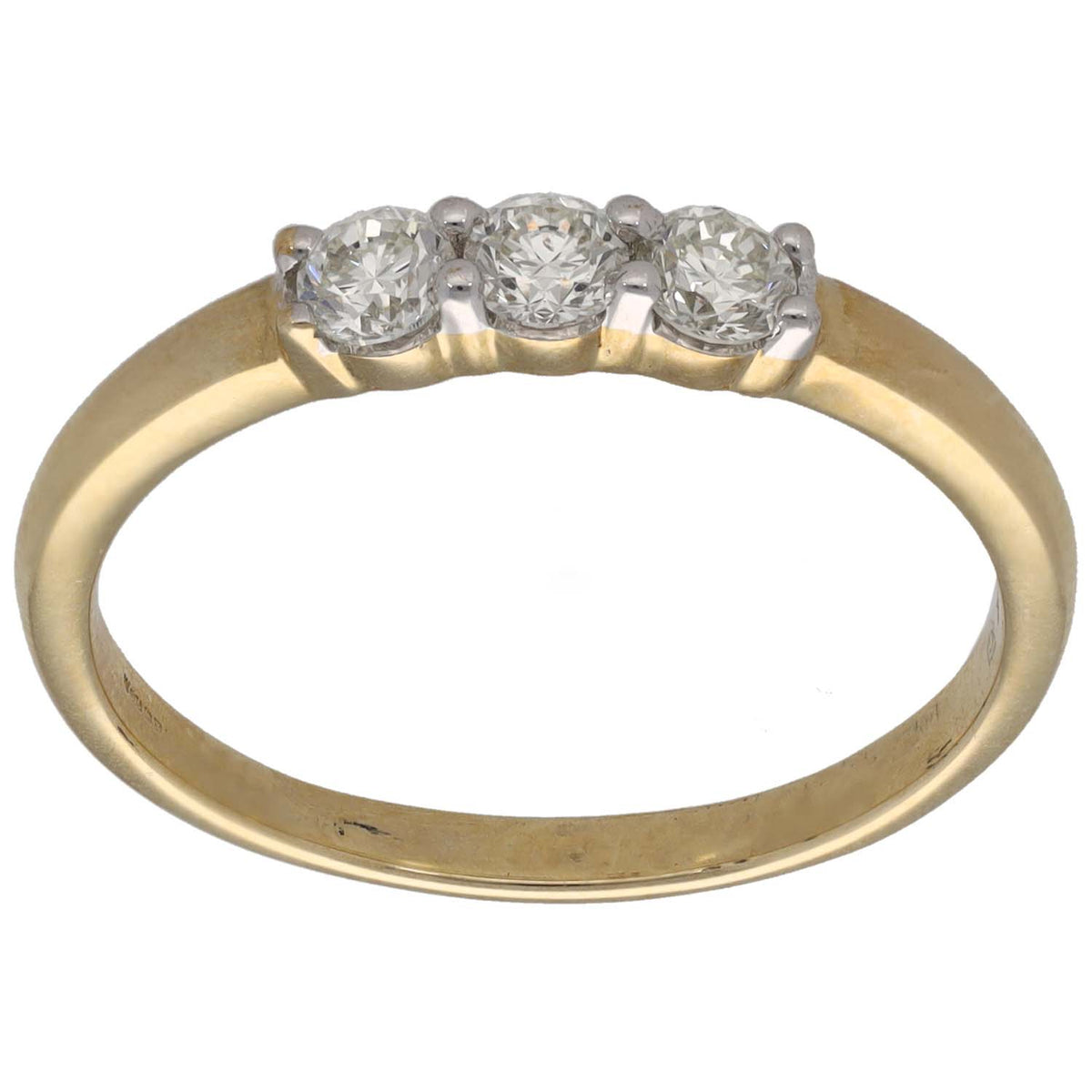 9ct Gold 0.45ct Diamond Trilogy Ring Size U