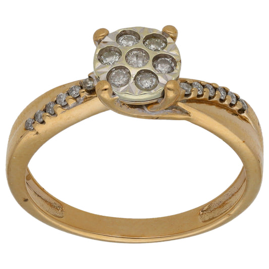 9ct Gold 0.20ct Diamond Cluster Ring Size K