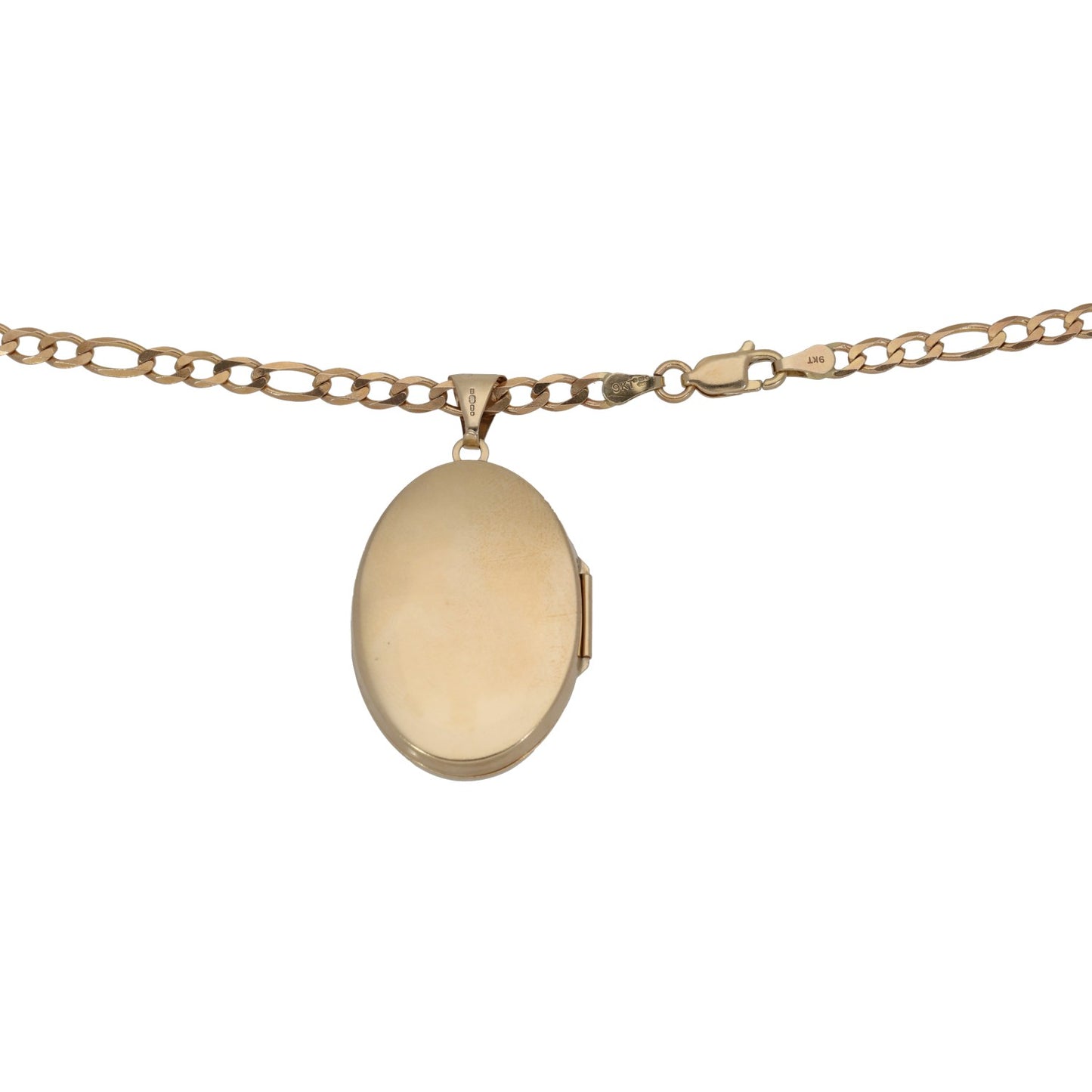 9ct Gold Patterned Locket Pendant With Chain