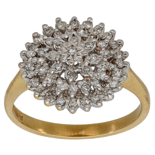 9ct Gold 0.25ct Diamond Cluster Ring Size L