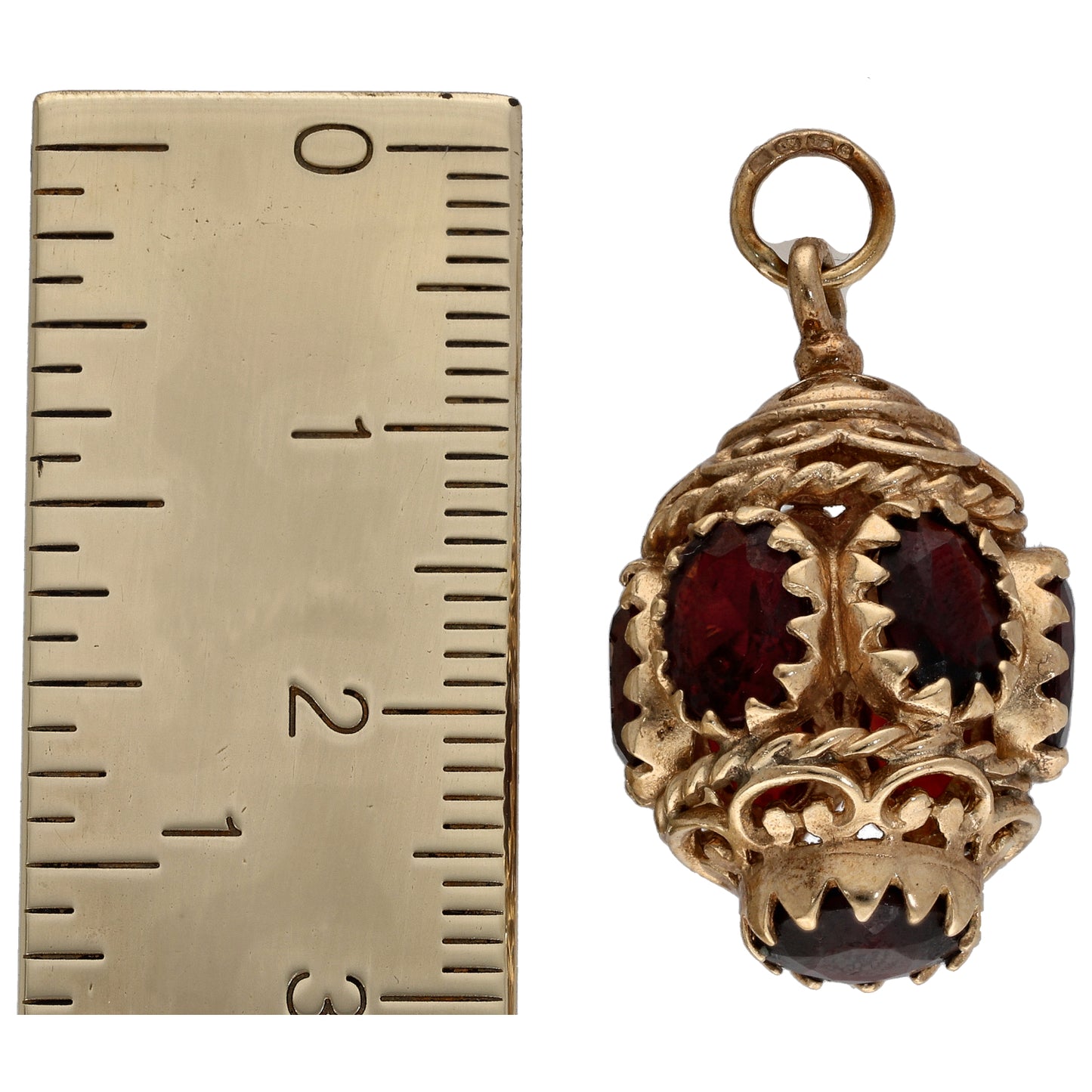 9ct Gold Garnet Fob Pendant