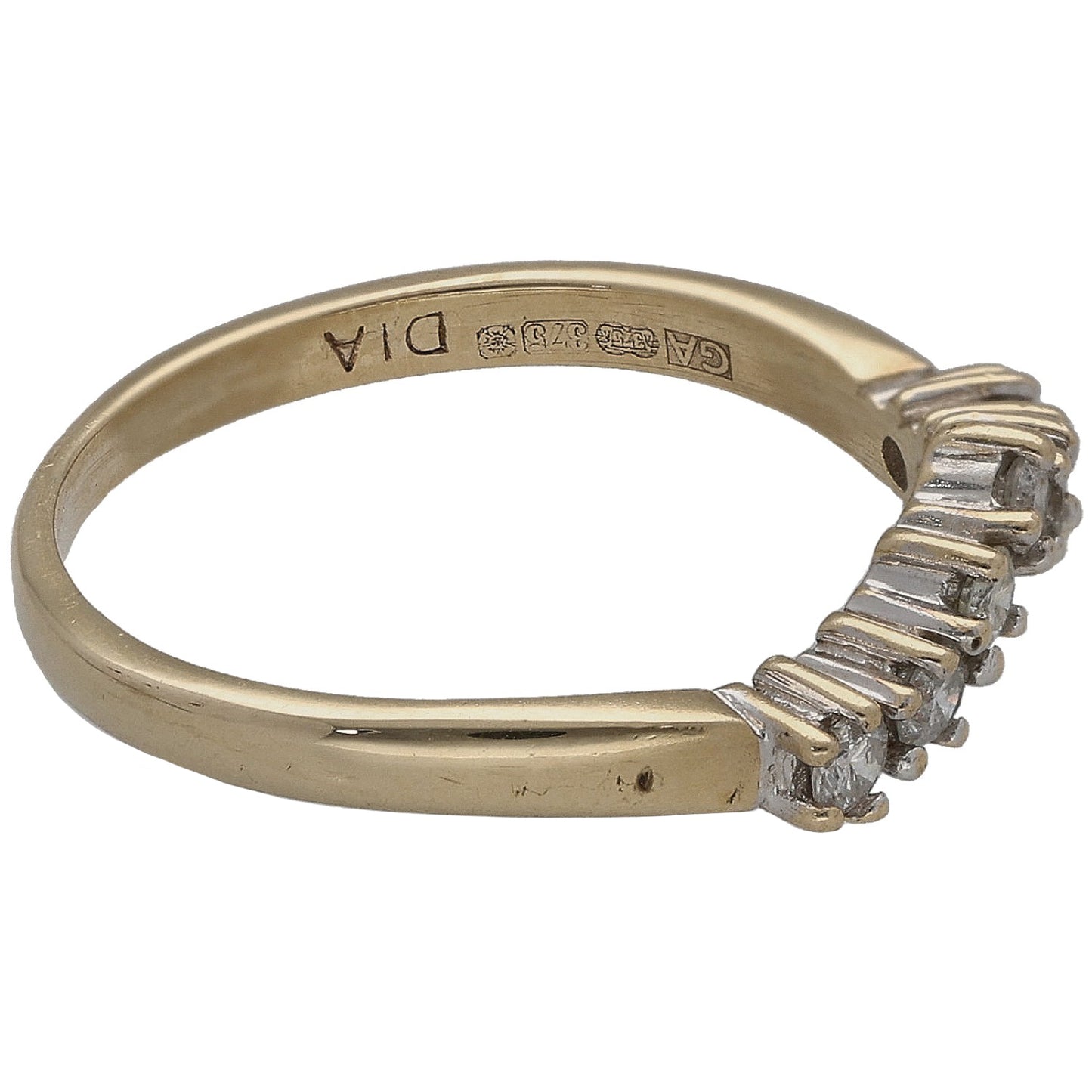 9ct Gold 0.245ct Diamond Wishbone Ring Size L