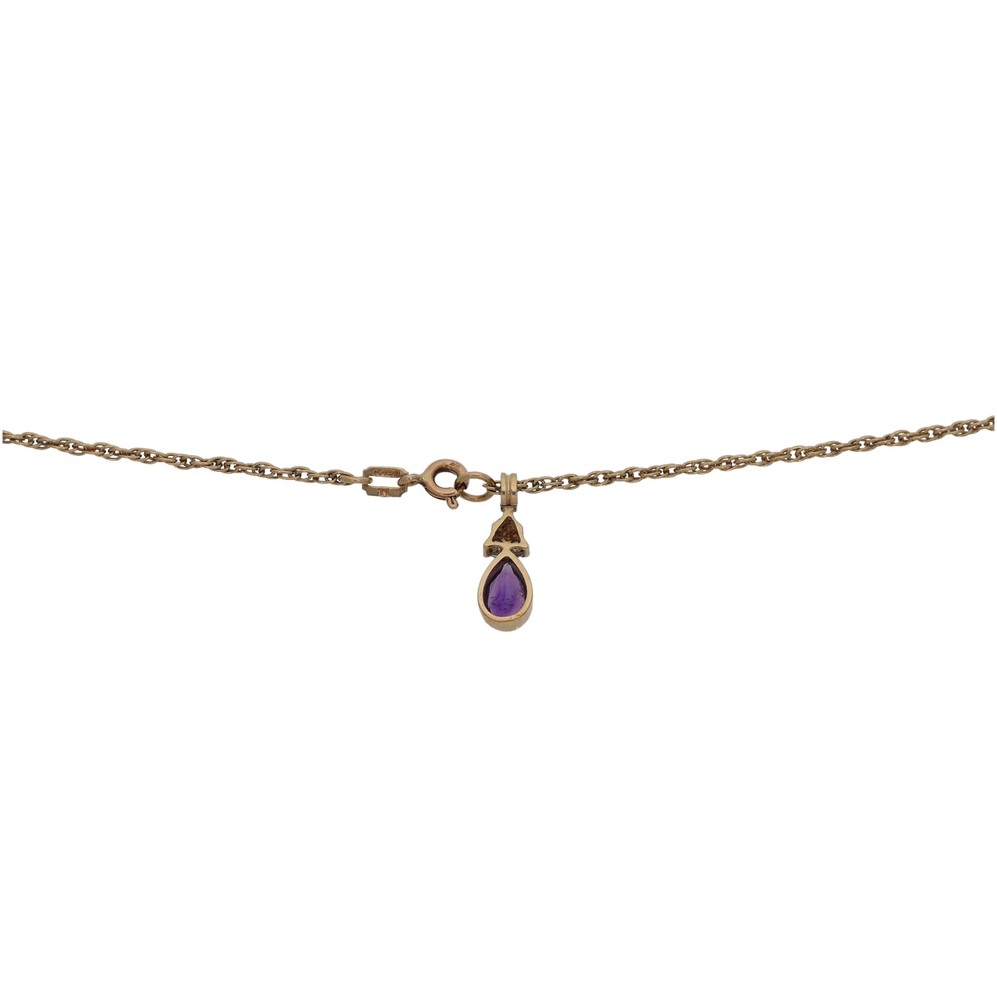 9ct Gold Amethyst & 0.09ct Diamond Dress/Cocktail Pendant With Chain