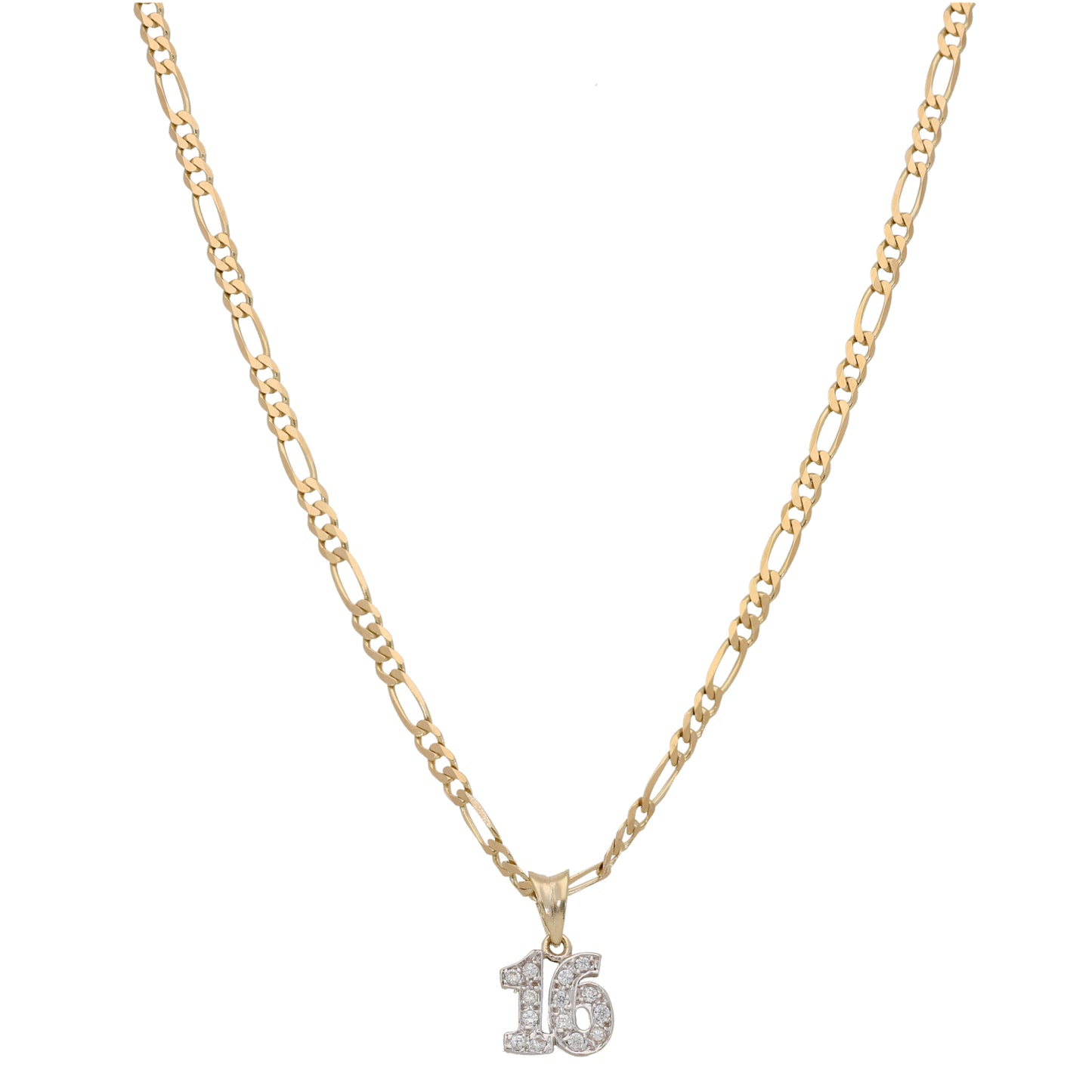 9ct Gold '16' Pendant With Chain