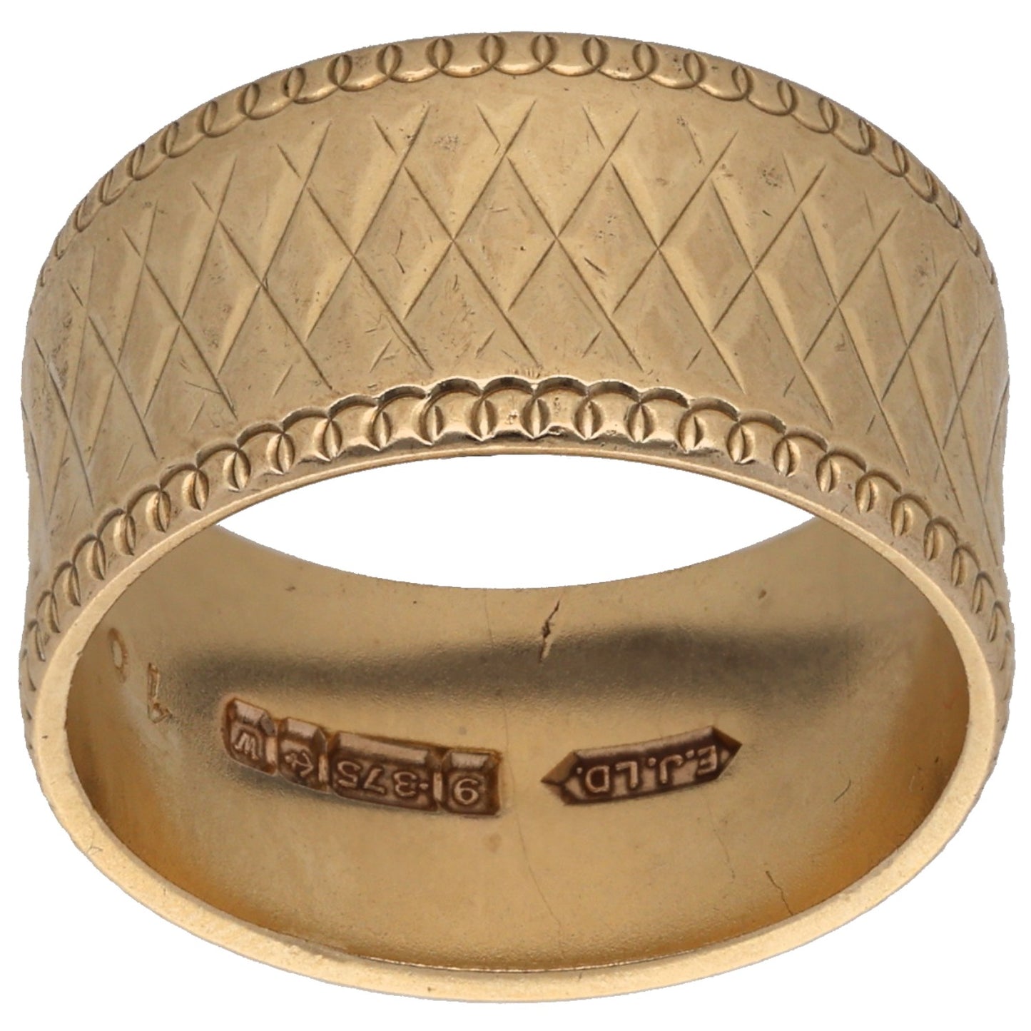 9ct Gold Patterned Wedding Ring Size N