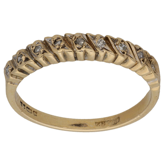 9ct Gold 0.09ct Diamond Half Eternity Ring Size M