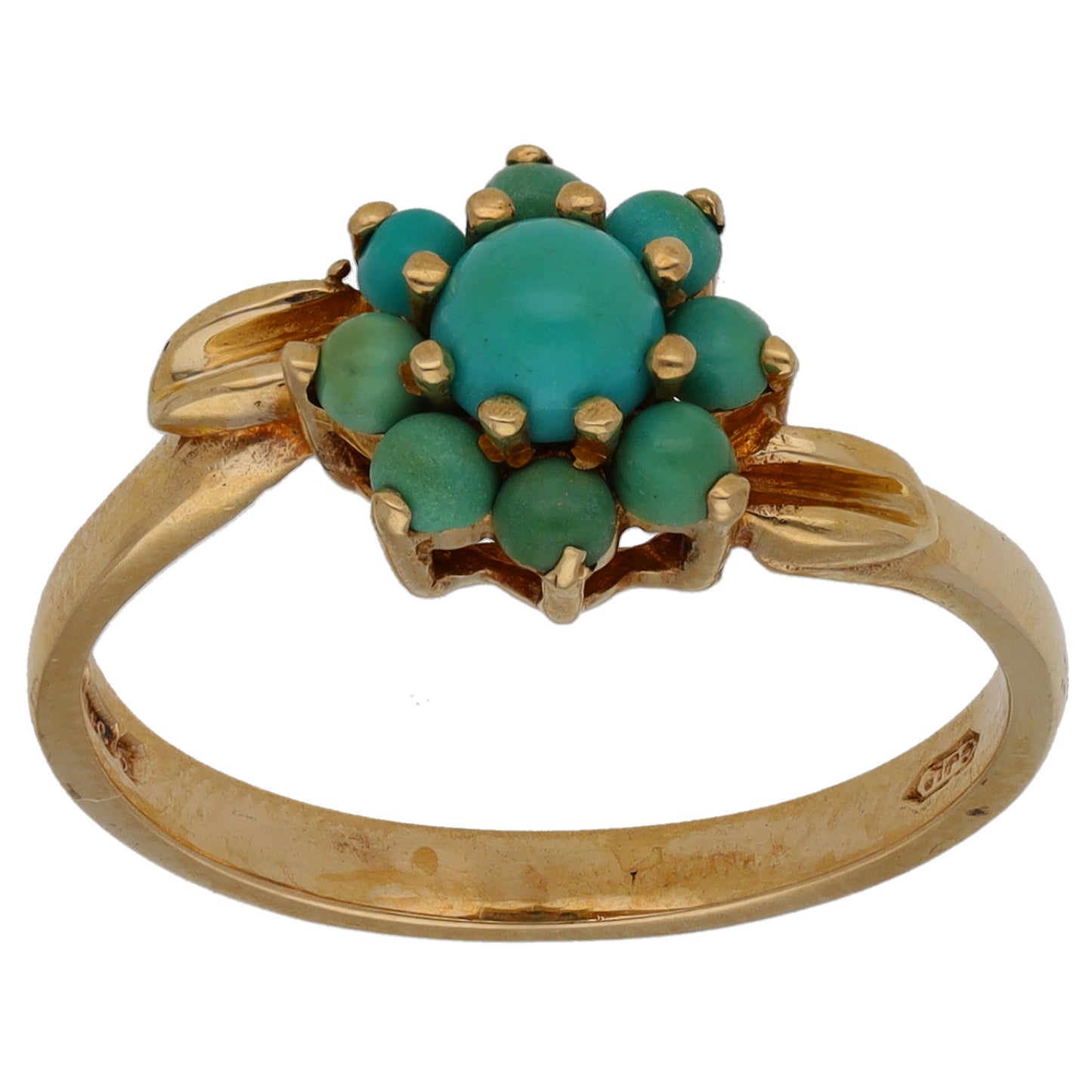 9ct Gold Turquoise Cluster Ring Size N