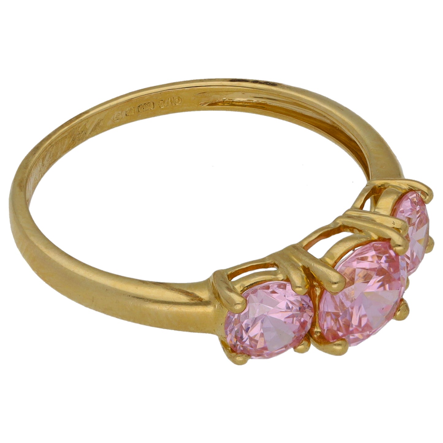 14ct Gold Cubic Zirconia Trilogy Ring Size R