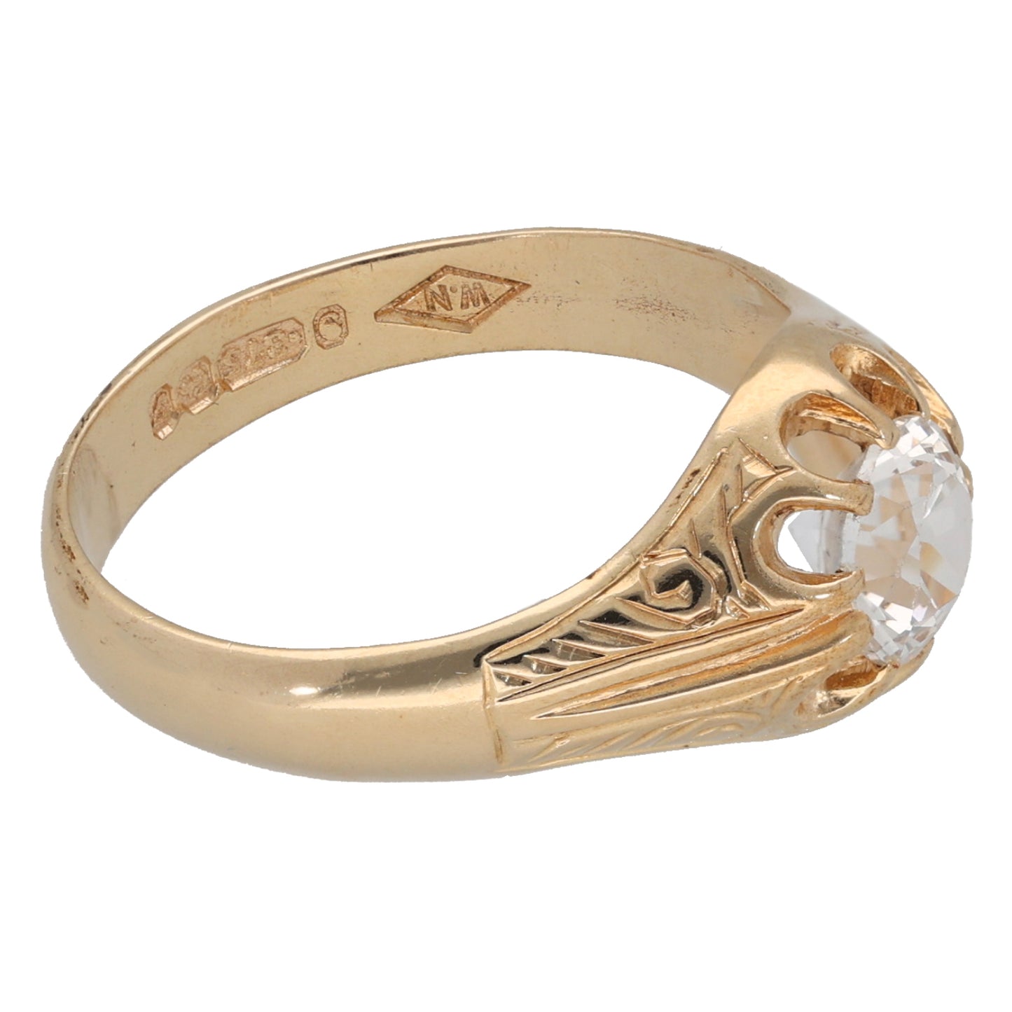 9ct Gold Imitation Single Stone Ring Size P