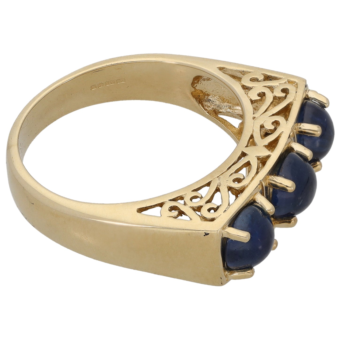 9ct Gold Sapphire Trilogy Ring Size N