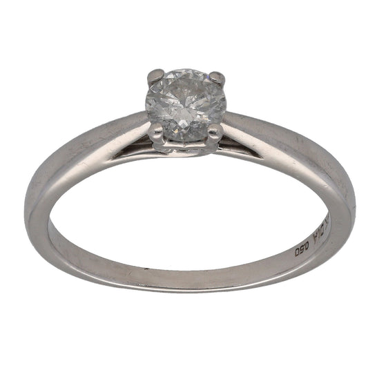 9ct White Gold 0.50ct Diamond Solitaire Ring Size Q
