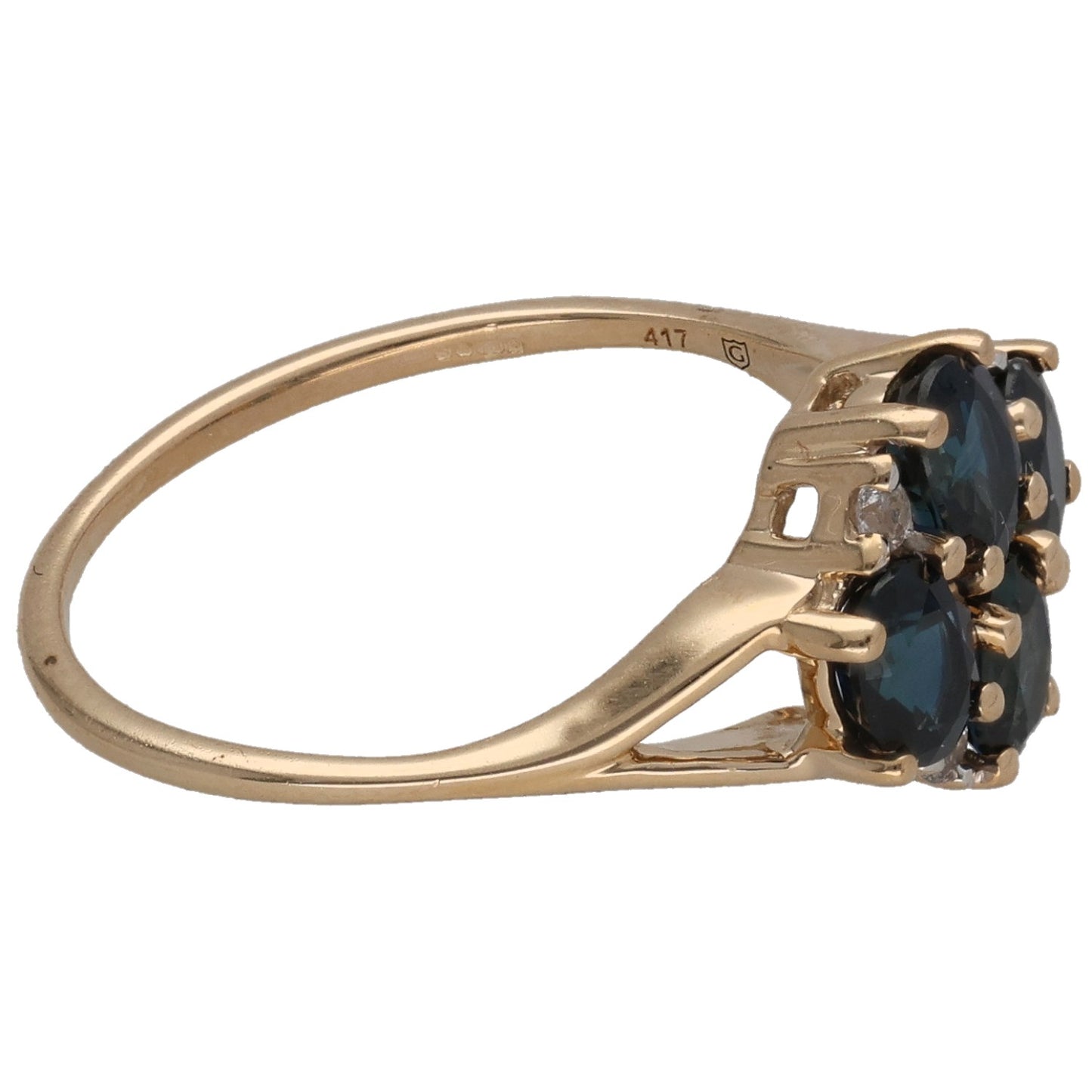9ct Gold Sapphire & Imitation Gems Dress/Cocktail Ring Size M